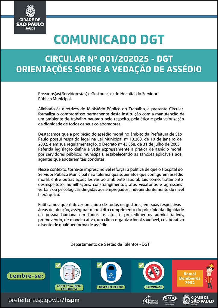 Cartaz com as informações descritas abaixo