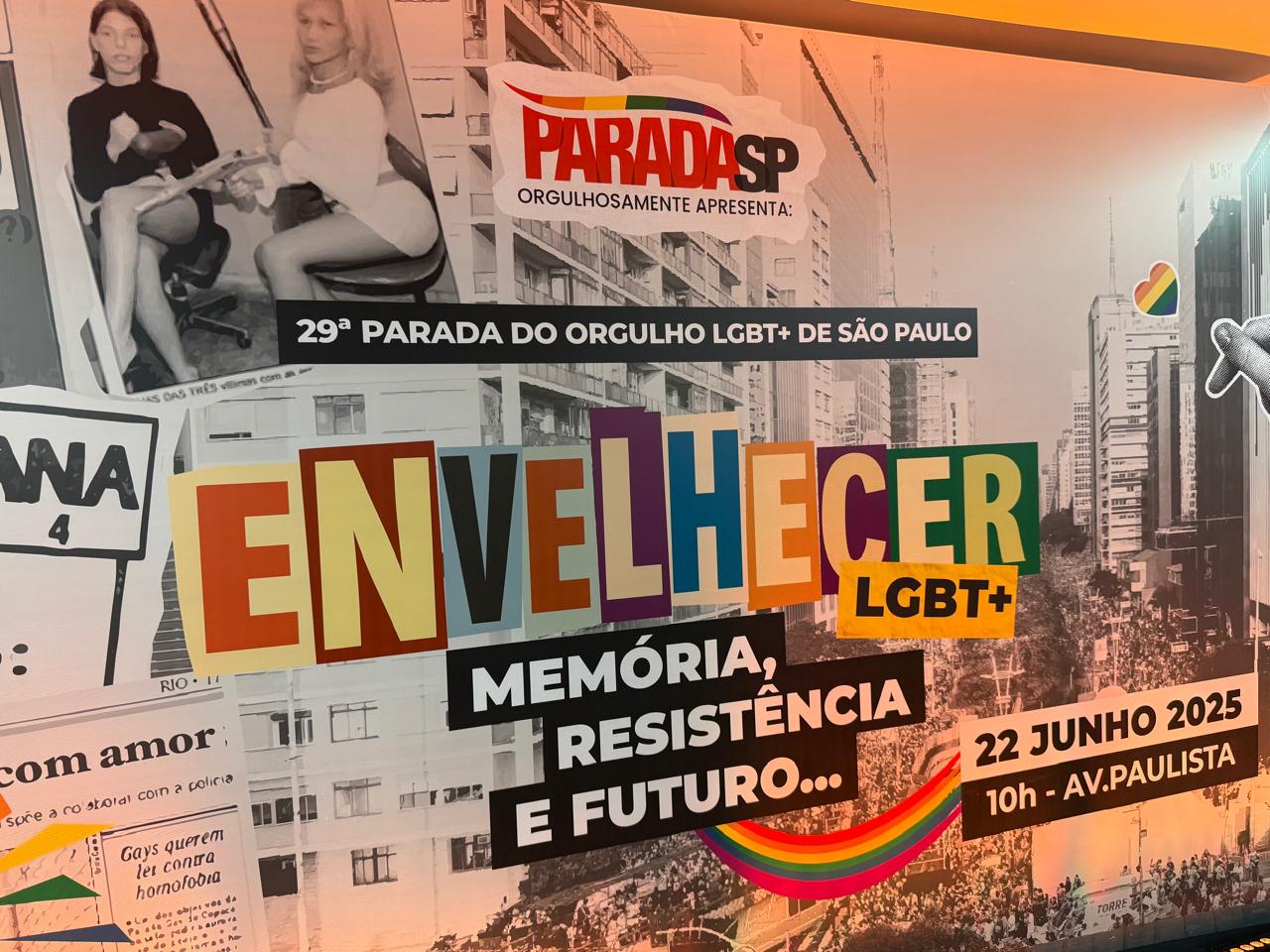 Cartaz da Virada LGBT+ que acontece dia 22 de junho de 2025