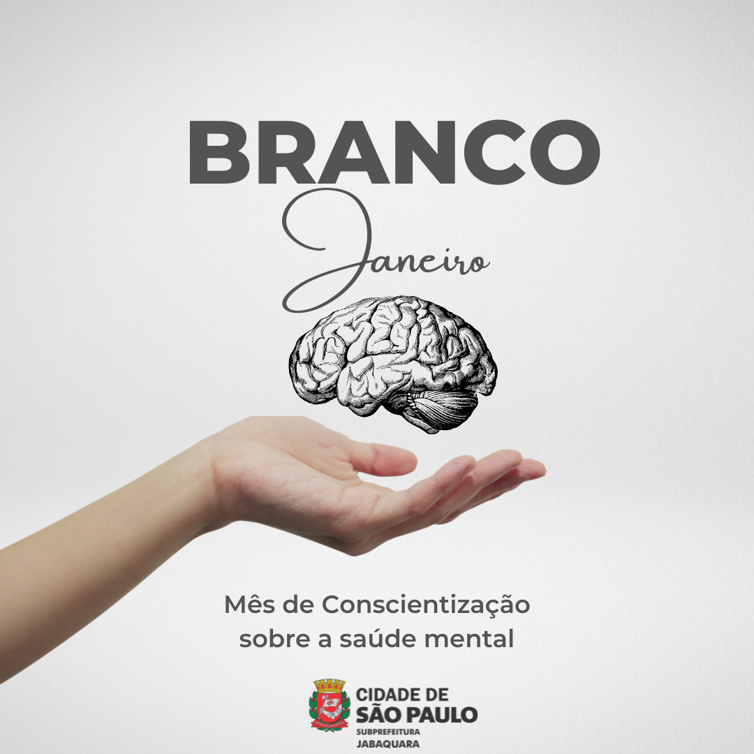 O Janeiro Branco é um convite para refletirmos sobre a nossa saúde mental e emocional. Cuidar de si mesmo não é luxo, é necessidade! 💭✨  A Subprefeitura do Jabaquara apoia essa campanha que busca conscientizar a população sobre a importância de falar sobre saúde mental, promover o autocuidado e incentivar o acesso a redes de apoio.