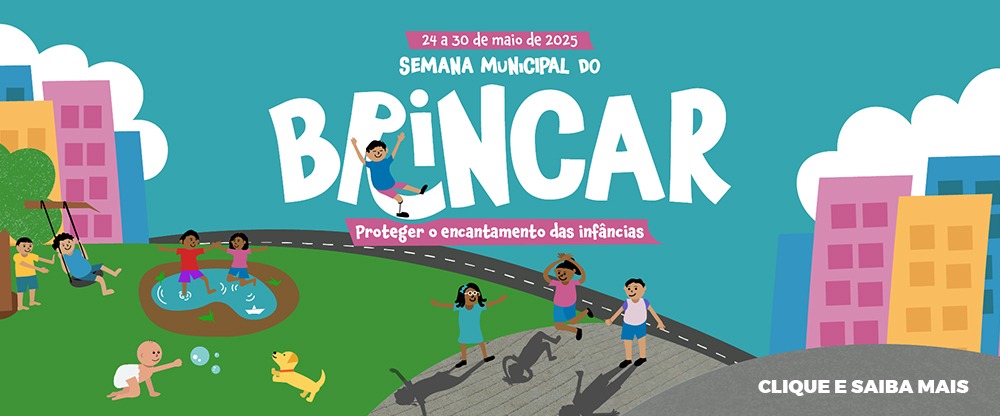 Arte de divulgação da Semana Municipal do Brincar.