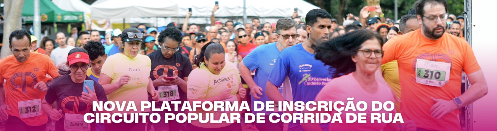 No banner, arte de divulgação da nova plataforma do Circuito Popular de Corrida de Rua.