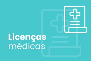 Imagem em fundo azul com as palavras Licenças Médicas