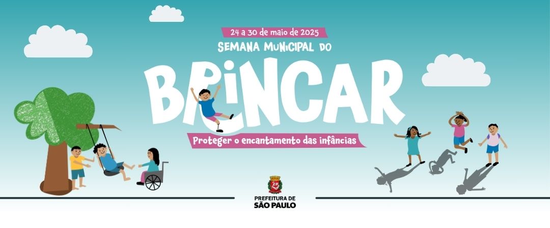 Fundo azul claro com desenhos de nuvens brancas. No centro da imagem, há um subtítulo com letras brancas em um destaque rosa com os seguintes dizeres: 