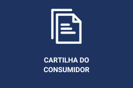 Ícone de dois papéis sobrepostos em branco, com linhas representando texto, sobre um fundo azul escuro. Abaixo, está o texto 'CARTILHA DO CONSUMIDOR' em letras brancas.