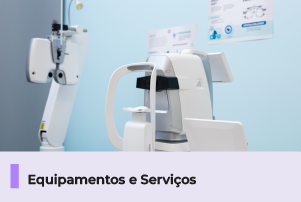 A imagem mostra um aparelho em ambiente hospitalar, abaixo uma faixa com o texto 